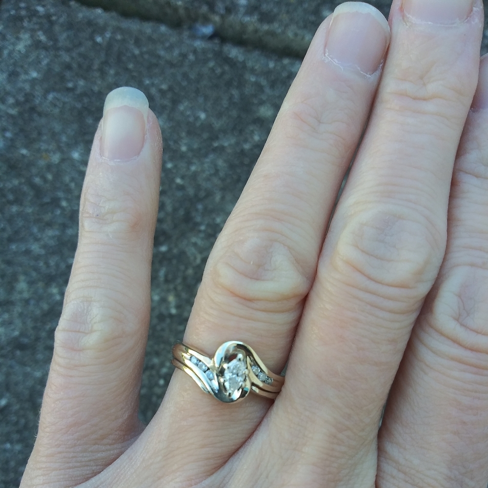 14k white gold Diamond womens wedding set